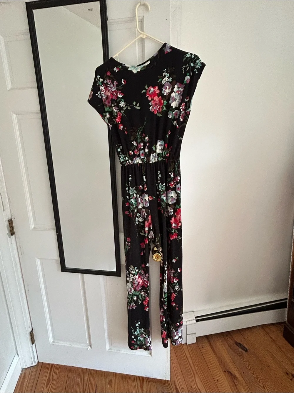 Caution To The Wind Black Floral Wrap Jumpsuit with Tie Waist